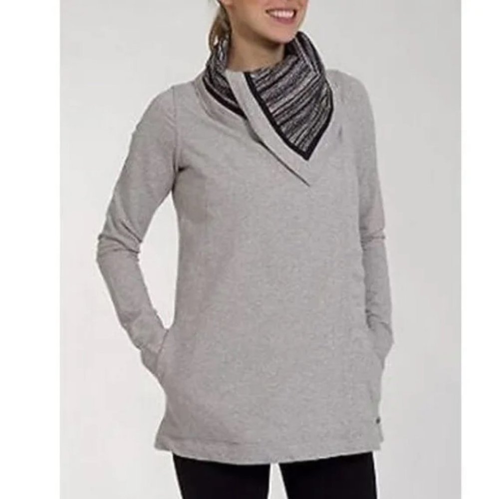 Lululemon Savasana Wrap Sweater Coal Strata Stripe - Picture 5 of 16